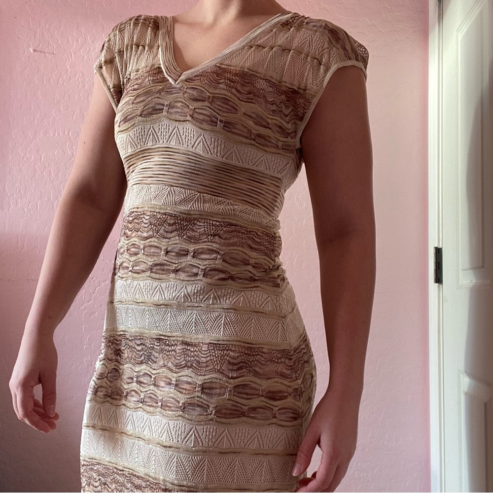 Striped Beige Maxi Bebe Dress